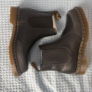 Dr. Martens Black Chelsea Boots with Yellow Stitching